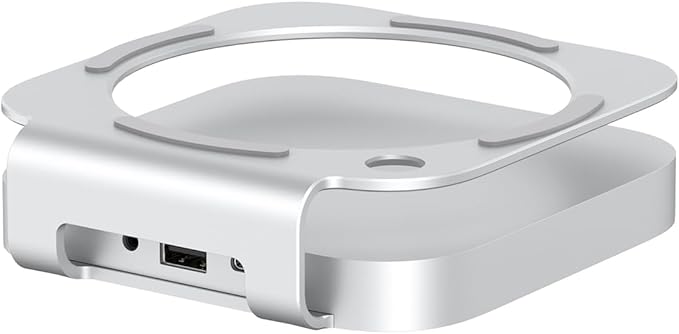 Qwiizlab 40Gbps Mac mini M4/M4 Pro Stand Hub with USB4 NVMe SSD Enclosure USB-C Host 3 USB-A 2.0 3.5mm Audio Supports M.2 PCIe up to 8TB Compatible with Thunderbolt 4/5