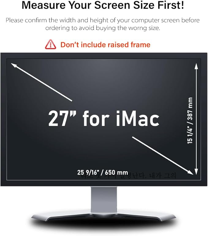 27 Inch - 16:9 Aspect Ratio - Computer Privacy Screen Filter for iMac Monitor - Anti-Glare - Anti-Scratch Protector Film - Please Check iMac or Others Made in Korea