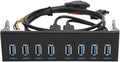 Front Panel USB 3.0 Hub 8 Port19 Pin to 8 Port USB 3.0 Hub for PC 8 Ports Hub Optical Drive Extension Front Panel Adapter for PC Computer Case Front Bay
