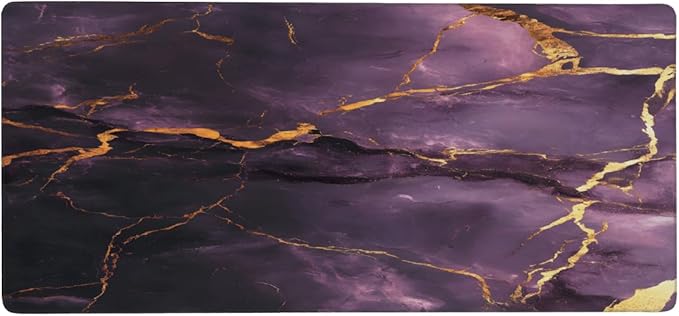 Large Pretty Purple Marble Mouse Mat Computer Mousepad with Non-Slip Rubber Base Waterproof Mouse Pad Desktop Keyboard Pad for GamerHome School Laptop Office Accessories16x35.5in