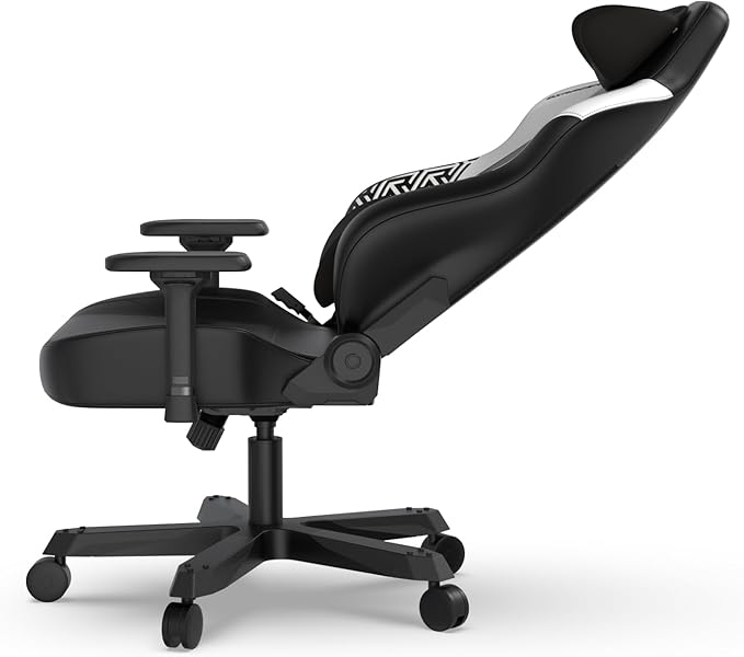 DXRacer Tank XXL Ergonomic Video Gaming Chair for Adults Office Reclining Computer Chair with Magnetic Head Pillow and Lumbar Support Racing Style Height Adjustable (EPU Leatherette Black White)