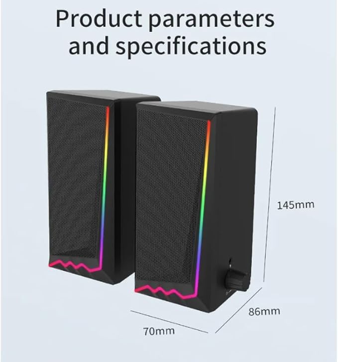 3.5mm 3D Stereo Surround Music RGB Light Gaming Wired Speakers Sound Bar for Computer Desktop PC Loudspeakers