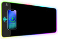 RGB Gaming Mouse Pad with Wireless Charging Large LED Mouse Pad with 10 Light Modes Extended Keyboard Pad Non-Slip Rubber BaseWaterproof Desk Pad for Home Office Black