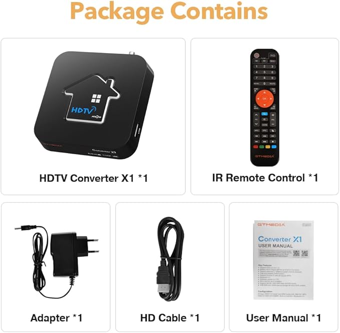GTMEDIA 4K Next-Gen ATSC3.0 TV Converter X1Fully Compatible with ATSC3.0/1.0 QAM-B(Clear QAM) SignalSupport ATSC3.0 DRM Channel Play and DVR RecordingBuild in Bluetooth 5.0Dual WiFi