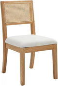 Adjustable Office Computer Chair with Armrest 1pcs Rattan Backrest Dining Chairs with Upholstered Cushion Solid Wood Frame and Legs(Log Color)