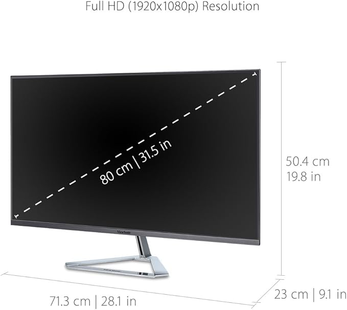ViewSonic VX3276-MHD 32 Inch 1080p Widescreen IPS Monitor with Ultra-Thin Bezels Screen Split Capability HDMI and DisplayPort