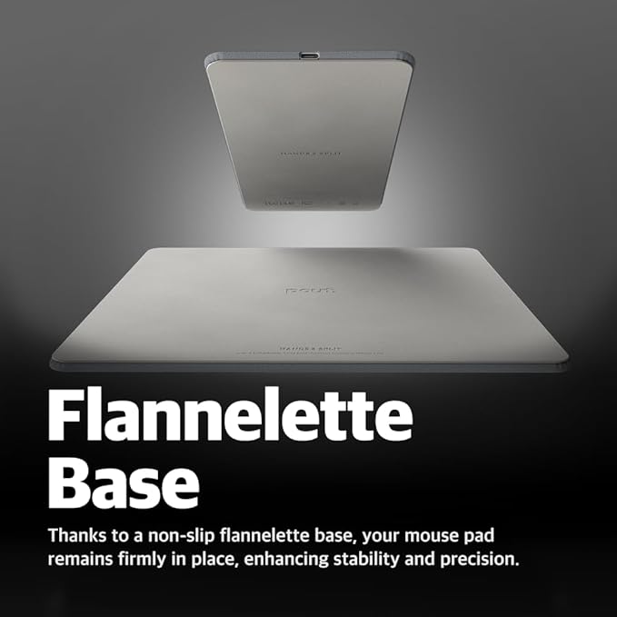 POUT H3 Split Wireless Charging Mouse Pad – Fast Qi Charger with Magnetic Attachment – Smooth Surface &amp Anti-Slip Base – Compatible with Smartphones and Earbuds (Dust Gray)