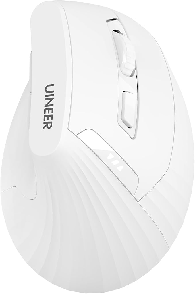 Ergonomic MouseWireless MouseBluetooth Vertical Mouse with BT5.0/4.0/2.4G Rechargeable with Battery IndicatorErgonomic Design for Comfort and Reduced Wrist Strain for HomeOffice Use(White)