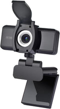 GIZNXBA 1080p Webcam with Microphone Clear Stereo Audio HD Light Correction Wide-Angle Lens Privacy Cover Wide Field of View for Pc Streaming(Black B)