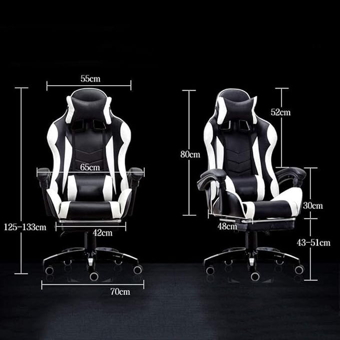 Office Chair E-Sports Chair Racing Game Chair Ergonomic Computer Chair Telescopic Footrest Seat PU Leather Headrest Lift Swivel Chair Chair (Color : C) Needed