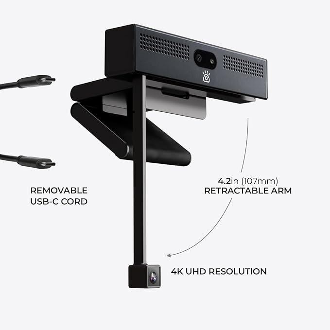 ProHello 4K HD Webcam with Eye Contact Windows Hello Facial Recognition Noise Cancelling Mics USB Plug &amp Play for Mac PC &amp Linux Works with Zoom Teams Meet Video Calls