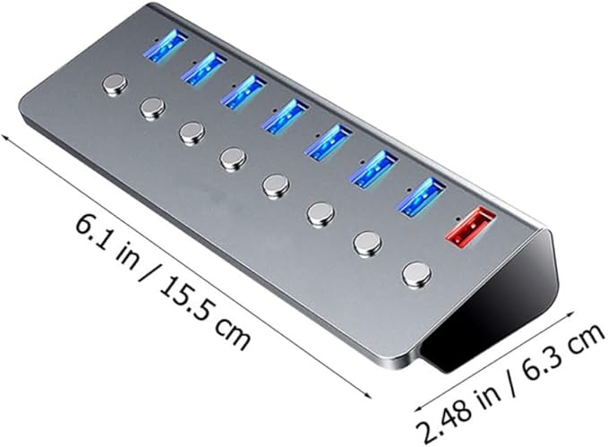 USB Hub with Separate Power Switches USB Extension Device Compact Lightweight for Laptop Office Travel