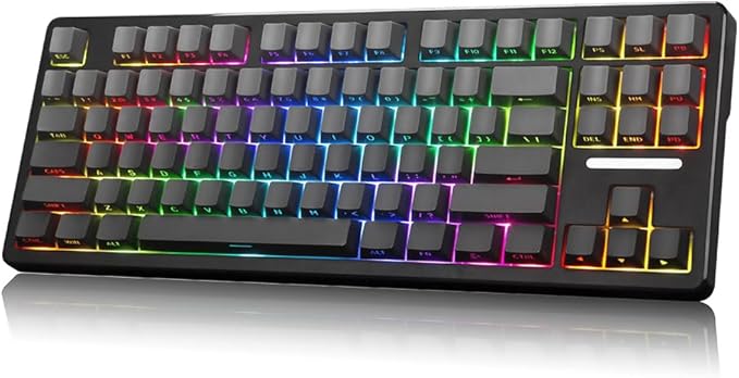 DELUX KM87PRO 80% Wireless Mechanical Gaming Keyboard 87 Swappable Keys Customizable TKL Keyboard Side Printed PBT Keycaps Pre-Lubed Linear Switches RGB Backlit 2.4GHz/BT5.0/Wired for PC Laptop