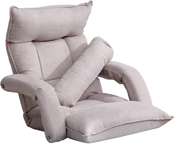 YCKEGEW Floor Chair with Arm Lounge Chair for Bedroom Couch Recliners Sofa Gaming Chair with Back SupportRemovable SleeveBalcony Lazy Sofa ChairAdjustable backrest (Color : Light Grey)