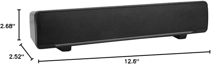 Bewinner USB Wired Soundbar 3.5mm Stereo Soundbar Music Player Bass Surround Sound Box for Desktop Laptop TV Smartphone Tablet PC MP3 MP4 Portable Subwoofer Home Audio Speakers(Black)