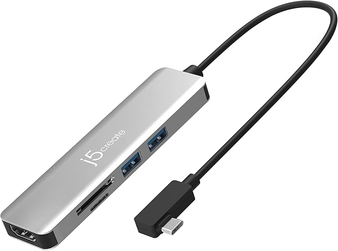 j5create USB-C 5-Port Gen2 Multi-Adapter with 4K HDMI 2 USB-A 10Gbps SD/microSD for Surface Pro 8/9 MacBook Air/Pro Dell XPS HP laptops and More (JCD372S)