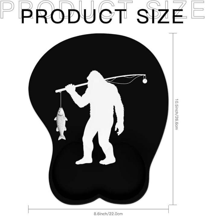 Mousepad Bigfoot Fishing Fisherma Sasquatch Ergonomic Wrist Support Non-Slip Base Mouse Mat with Wrist Rest Computer Mousemat for Desk Work Accessories Pad