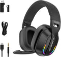 2.4GHz Wireless Gaming Headset for PC PS5 PS4 Switch - Bluetooth 5.4 20H Battery with ENC Noise Canceling Microphone Cool Lighting 40mm Driversfor Wired Mode Xbox Series -Black
