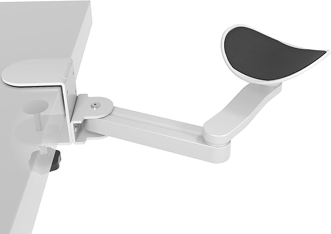 Ergonomic Arm/Elbow Rest for Desk - Foldable Rotatable Elbow Support for Computer Desk Office &amp Gaming Comfort (White)