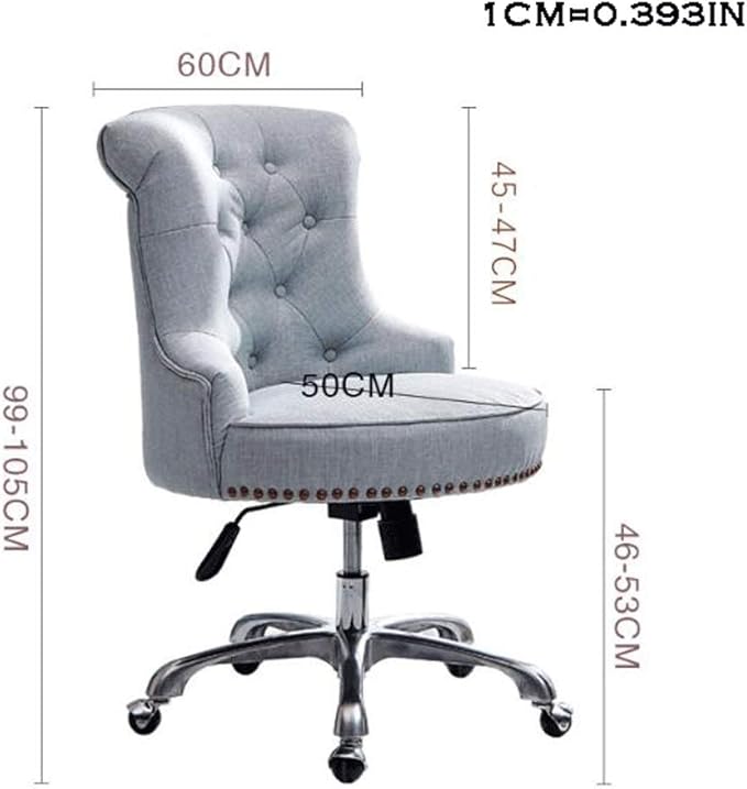 YYDS Chair Linen Gaming Chair Rotatable Lift Computer Chair with Fixed Armrest for Bedroom and Living Room Ergonomic Office Chair Ergonomically (Color : Off-White)