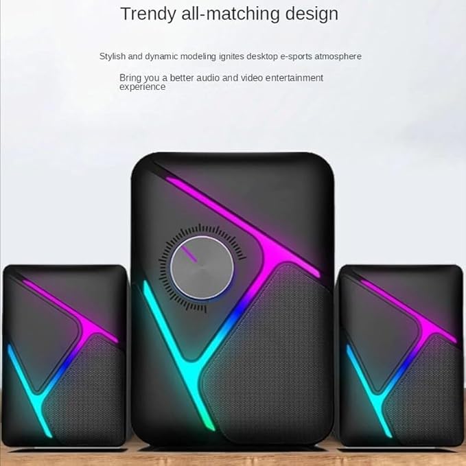 Wired USB Stereo Computer Speakers with Subwoofer for PC TV Desktop Console Gaming Volume Control Surround Sound