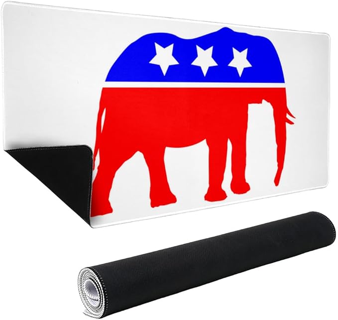 Republican Elephant GOP Conservative America Political Party Large Gaming Mouse Pad Desk Mat with Stitched Edges Non-Slip Base