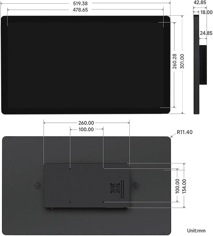 waveshare 21.5inch Capacitive Touch Monitor 1080×1920 Full HD Compatible with Raspberry Pi/Jetson Nano/PC-Monitor Only