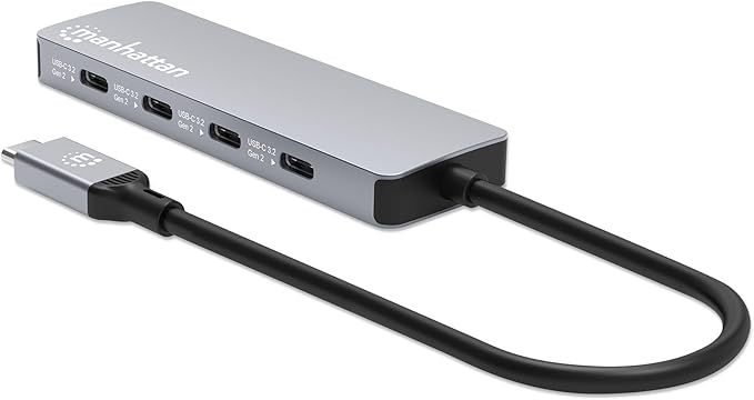 Manhattan 4-Port 10G USB-C Hub: SuperSpeed+ Connectivity for Laptops and More Compact and Travel-Ready Design - 181143