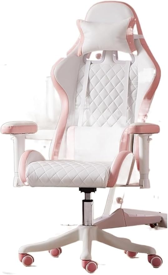 Computer Chair Chairs Gaming Chair Ergonomic Leather Chair Home Office Comfortable Game Swivel Chair Gamer Live Computer Chair Chair (Color : White)