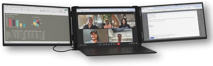 Xebec Tri-Screen 3 Laptop Screen Extender | Portable Monitor for Laptops 13″-18″ | Two 13.3 Inch Displays via One USB-C Cable | Plug and Play | Travel Case Included (Tri-Screen 3 for PC)