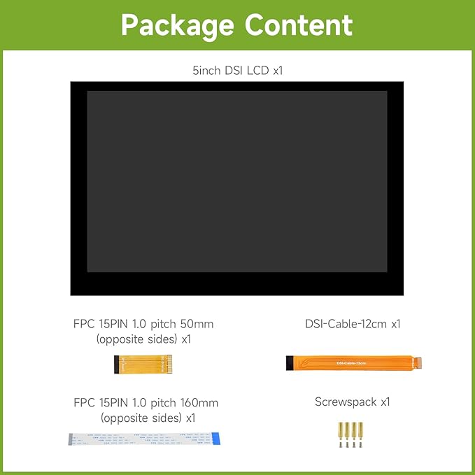 waveshare 5inch Capacitive Touch Display Compatible with Raspberry Pi 5/4B/3B+/3A+/3B/2B/B+/A+/CM3/3+/4 800×480 Resolution DSI Interface