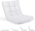 RELAX4LIFE Floor Chair with Back Support - 14-Position Adjustable Lazy Sofa Chair Padded Sleeper Bed &amp Couch Recliner for Reading Meditation Folding Floor Gaming Chair for Adults (White)