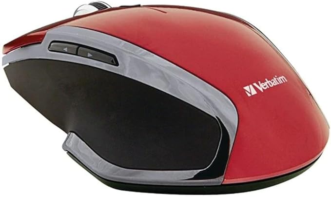 Verbatim 2.4G Wireless 6-Button LED Ergonomic Deluxe Mouse - Computer Mouse with Nano Receiver for Mac and PC – Red