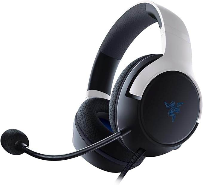 Razer Kaira X Wired Headset for PlayStation 5 (50 mm Driver Hyperclear Cardioid Microphone Volume Control Microphone Mute Button) Black/White
