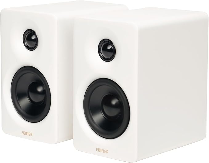 Edifier M60 Multimedia Speaker Bluetooth 5.3 66W RMS Hi-Res Audio &amp Hi-Res Wireless Audio LDAC3 Mid Bass &amp 1 Tweeter USB-C &amp Aux Inputs Compact Desktop Speaker - White (Renewed)