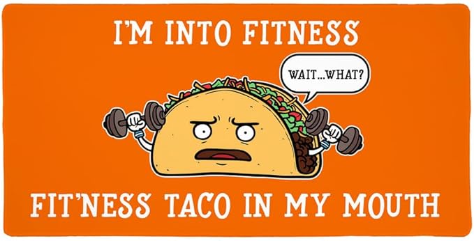 I'm Into Fitness Fit'ness Taco in My Mouth Funny Large Gaming Mouse Pad Desk Mat with Stitched Edges Non-Slip Base