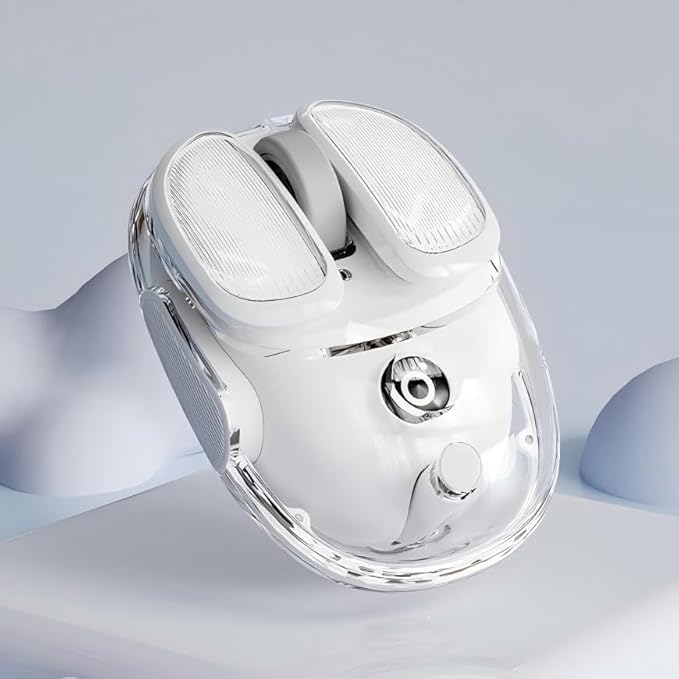 EWEADN Q9 Wireless Clear Mouse Dual Mode Bluetooth &amp 2.4G USB Computer Mouse with RGB Lighting Silent Clicks Multi-Device Compatibility for Laptop PC MacBook iPad Cute Mouse-White