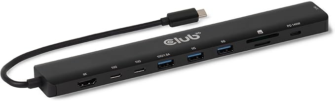 Club 3D Portable Docking USB-C -&gt2xUSB-C/3xUSB-A/HDMI/SD 140W Retail