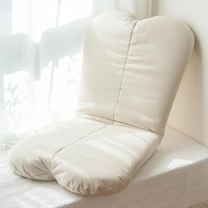 Folding Meditation Floor Chair with Back Support for Adults Padded Japanese Floor Chair Folding Floor Gaming Chair with 5 Adjustable Position for Reading Watching(/Beige)