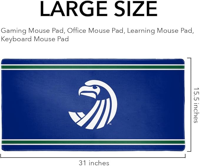 Salve Regina University Seahawks Primary Logo Stripes Large Gaming Mouse Pad Desk Mat with Stitched Edges Non-Slip Base for Gamer Home and Office 31.5 x 15.7