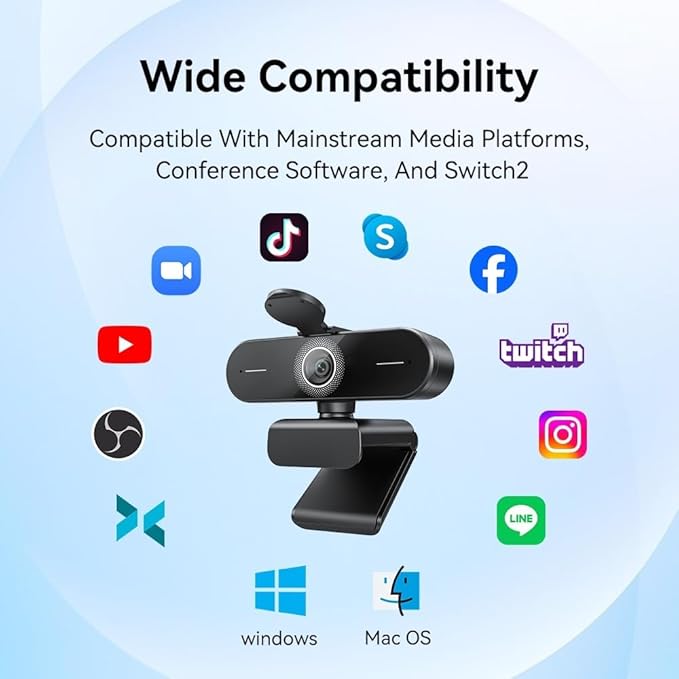 4K Ultra HD Webcam 1080P 60fps Web Camera C60E Autofocus USB Computer Camera for Live Streaming/Video Call/Conference(Webcam 4K)