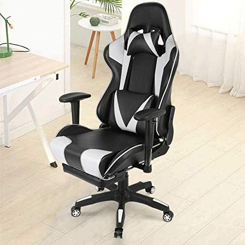 Office Chair Gaming Chair Computer Chair Gaming Chair Safe Durable Office Chair Ergonomic Leather Comfortable Chair for Game Computer Chairs (Color : Wit)