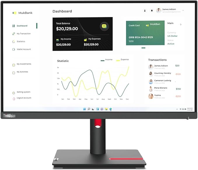 Lenovo 23.8IN IPS 2560X1440 1000:1 THINKVISION P24H-30 HDMI DP USB BLK