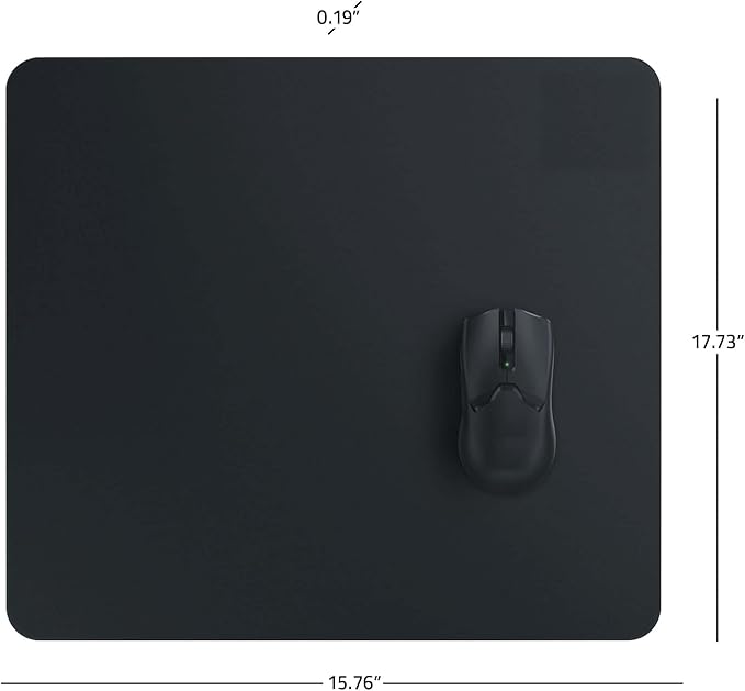 Tempered Glass Gaming Mouse Pad - Large 400×500×3mm (Obsidian Black) Thin Large Hard Mat No - Slip Base for High - DPI Precision Scratch - Resistant Smooth Surface FPS/MOBA/Office Use