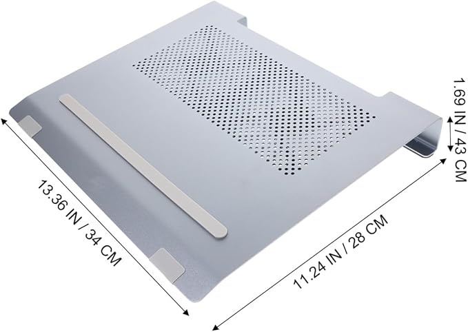 Homoyoyo Aluminum Alloy Laptop Cooler Stand with USB Fan Ventilated Support to 17.3 Inch Notebooks Quiet Gaming Laptop Cooling Pad in Gray for Home and Office Use