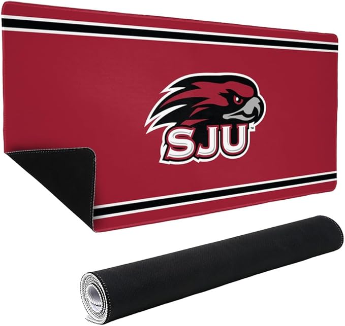 Saint Josephs University Hawks Primary Logo Stripes Large Gaming Mouse Pad Desk Mat with Stitched Edges Non-Slip Base for Gamer Home and Office 31.5 x 15.7