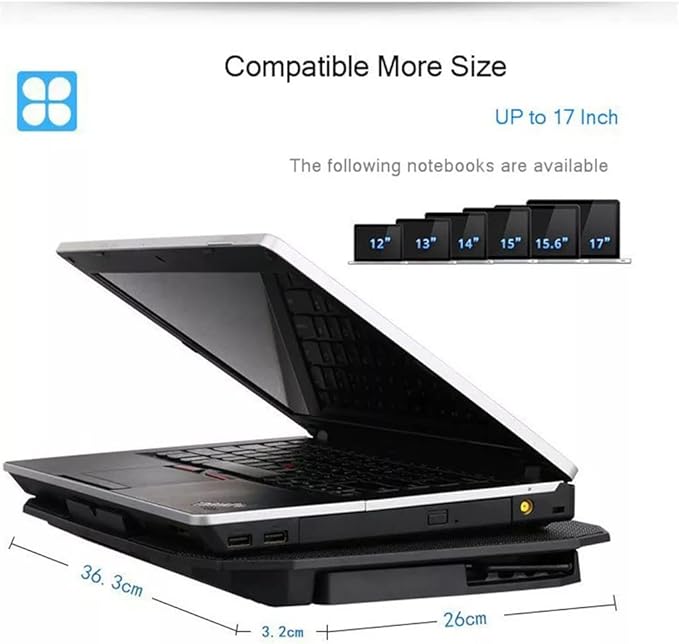 Laptop Cooling Station 2 USB and 2 Adjustable Speed Cooling Fans for 12-15 Laptops (Color : A Size : 36.3 * 26cm)