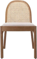 Adjustable Office Computer Chair with Armrest 1pcs Linen Fabric Rattan Backrest Dining Chair Solid Wooden Legs Use for Living Room