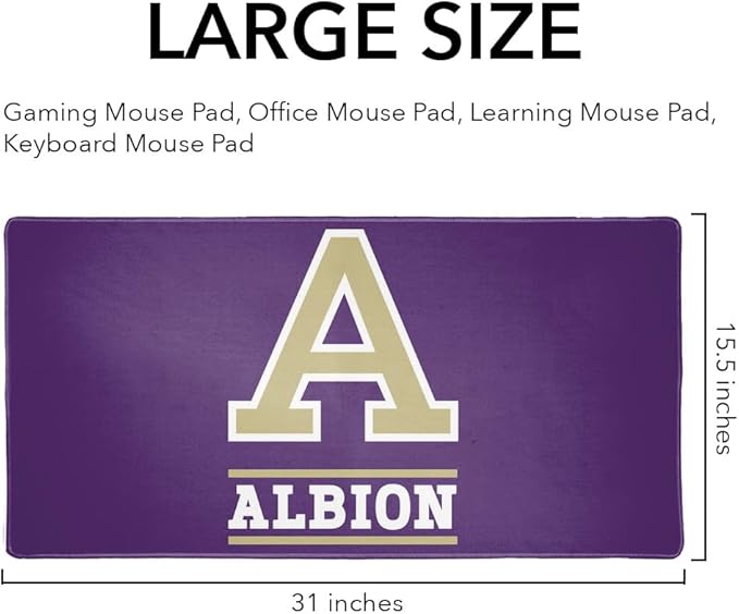 Albion College Britons Primary Logo Large Gaming Mouse Pad Desk Mat with Stitched Edges Non-Slip Base for Gamer Home and Office 31.5 x 15.7