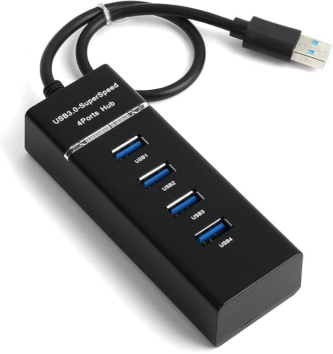4 Port USB 3.0 Charger Hub Black